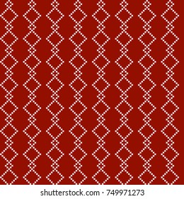 Christmas knitting seamless pattern in red and white,with rhombus,diamonds.