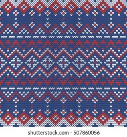 Christmas knitting seamless pattern with rhombus and stripes. Perfect for wallpaper, wrapping paper, pattern fills, winter greetings, web page background, New Year greeting cards