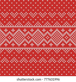 Christmas knitting seamless pattern with rhombus and dots. Perfect for wallpaper, wrapping paper, web page background, New Year greeting cards