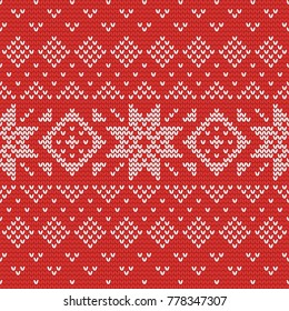 Christmas knitting seamless pattern with rhombus, stars and triangles. Perfect for wallpaper, wrapping paper, web page background, New Year greeting cards