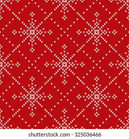 Christmas Knitting Seamless Pattern with Snowflakes