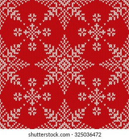 Christmas Knitting Seamless Pattern with Snowflakes