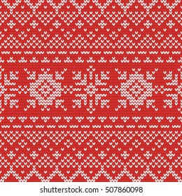 Christmas knitting seamless pattern with snowflakes. Perfect for wallpaper, wrapping paper, pattern fills, winter greetings, web page background, New Year greeting cards