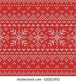 Christmas knitting seamless pattern with snowflakes. Perfect for wallpaper, wrapping paper, pattern fills, winter greetings, web page background, Christmas and New Year greeting cards