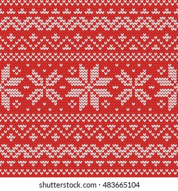 Christmas knitting seamless pattern with stars and stripes. Perfect for wallpaper, wrapping paper, pattern fills, winter greetings, web page background, Christmas and New Year greeting cards