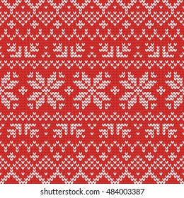 Christmas knitting seamless pattern with stars and stripes. Perfect for wallpaper, wrapping paper, pattern fills, winter greetings, web page background, New Year greeting cards