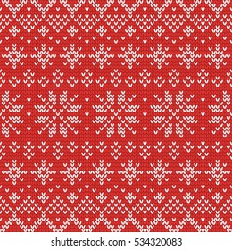 Christmas knitting seamless pattern with stars and snowflakes. Perfect for wallpaper, wrapping paper, pattern fills, winter greetings, web page background, Christmas and New Year greeting cards