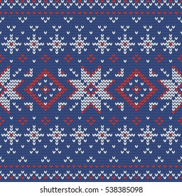 Christmas knitting seamless pattern with stars and rhombus. Perfect for wallpaper, wrapping paper, pattern fills, winter greetings, web page background, Christmas and New Year greeting cards