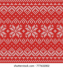 Christmas knitting seamless pattern with stars and stripes. Perfect for wallpaper, wrapping paper, web page background, New Year greeting cards