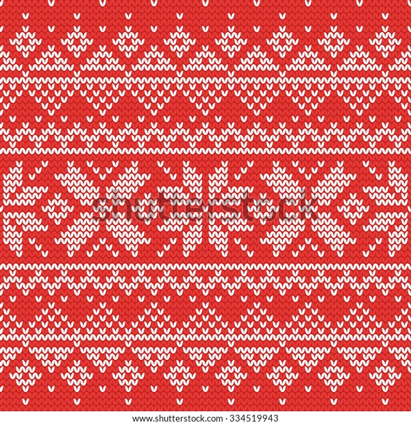 Christmas Knitting Seamless Pattern Stars Triangles Stock