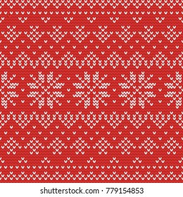 Christmas knitting seamless pattern with zig zag, stars and stripes. Perfect for wallpaper, wrapping paper, web page background, New Year greeting cards