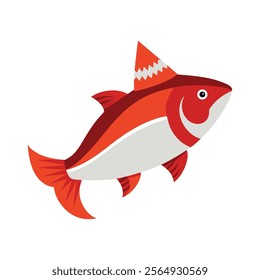 Christmas Kokanee Salmon Vector Illustration Clipart, Cartoon, and Line Art Design