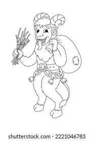 Christmas Krampus. Coloring book page for kids. Cartoon style character. Vector illustration isolated on white background.