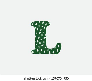 Christmas L Letter Logo icon. L Vector design concept christmas letter material logo icon for initial banner, poster.