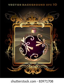 Christmas label with ball