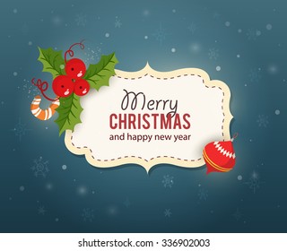 Christmas label with calligraphic on a dark background eps10