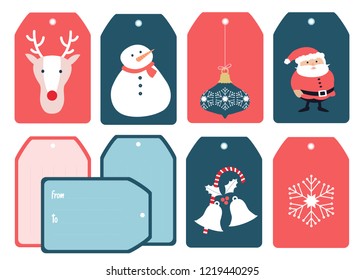 Christmas label flat vector set