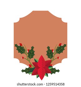 christmas label flower leaves ornament