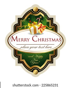 Christmas label for greeting cards, banners, presentations, decorations. Easy to edit  all pieces are separated.