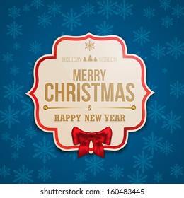 Christmas  Label With Holidays Greeting. Vector