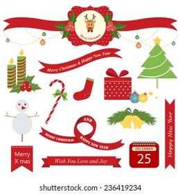 Christmas label and icon