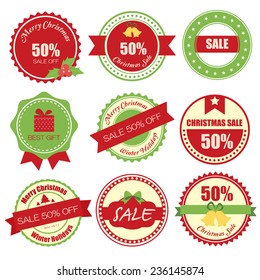 Christmas label and icon circle