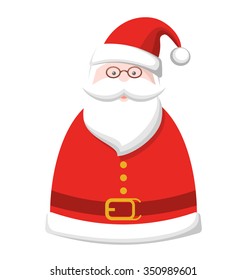 Christmas Label Icon with Santa Claus Isolated on White Background