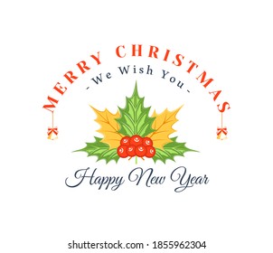 Christmas label isolated on white background. Posters, stamps, banners and design elements. Vector illustration