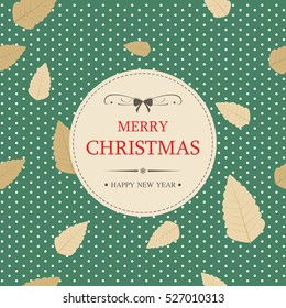 Christmas label on christmas background. Winter background.