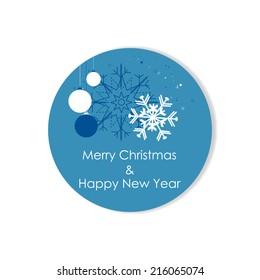 Christmas label on a white background with snowflakes/vector illustration