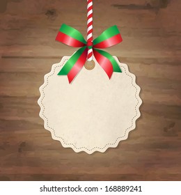 Christmas Label With Ribbon, With Gradient Mesh, Vector Illustration