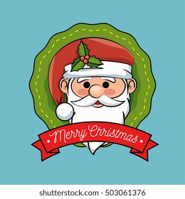 christmas label santa claus design