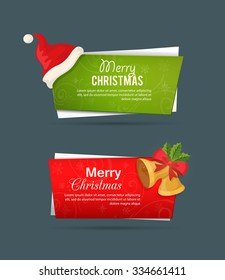 Christmas  label set with calligraphic on a dark background eps10