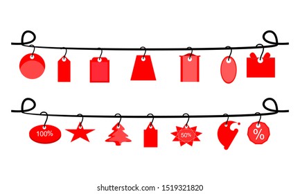 Christmas label set, white background. vector