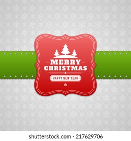 Christmas label and snowflakes pattern background vector image. Eps 10. 