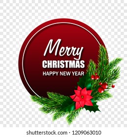 Christmas label or sticker with realistic fir branches