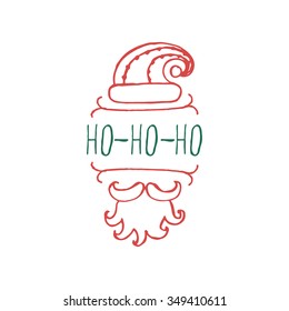Christmas label with text on white background. Ho-ho-ho. 