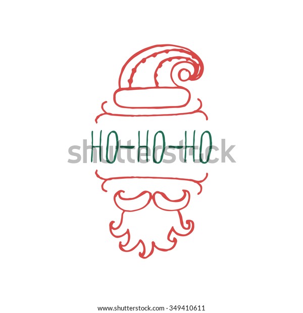 Christmas\
label with text on white background. Ho-ho-ho.\
