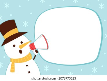 Christmas label vector. free space for text. sale card. Snow man character design.