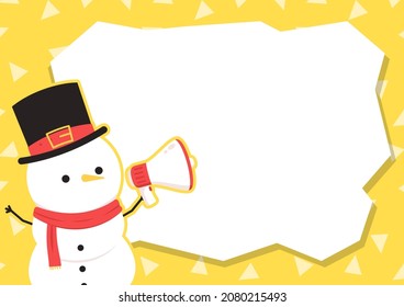 Christmas label vector. free space for text. sale card. Snow man character design.