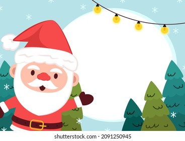 Christmas label vector. free space for text. Sale card. Cute Santa Claus cartoon.