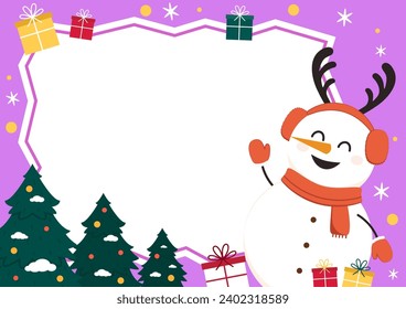 Christmas label vector. free space for text. sale card. Snow man character design.