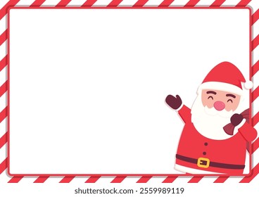 Christmas label vector. free space for text. Sale card. Cute Santa Claus cartoon.