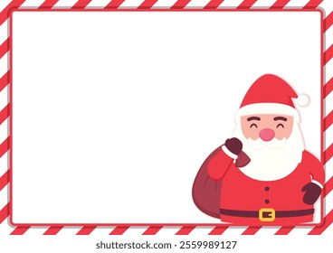 Christmas label vector. free space for text. Sale card. Cute Santa Claus cartoon.