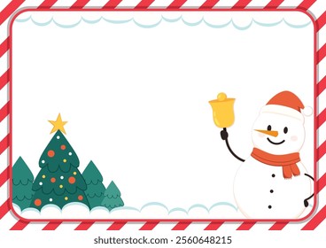 Christmas label vector. free space for text. sale card. Snow man character design.