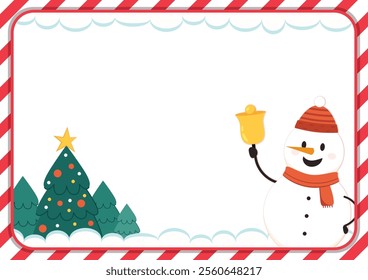 Christmas label vector. free space for text. sale card. Snow man character design.