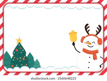 Christmas label vector. free space for text. sale card. Snow man character design.