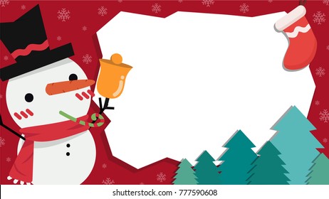 Christmas label vector. free space for text. Snowman cartoon. sale tag.