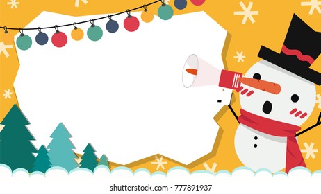 Christmas label vector. free space for text. Snowman cartoon vector. sale tag.