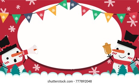 Christmas label vector. free space for text. Snowman cartoon vector. sale tag.